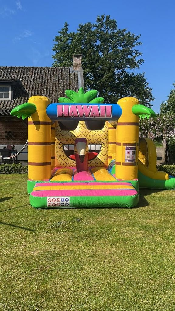 Springkussen 'Hawaii' te huur, huren., Info@burgentertainmentverhuur.nl, Burg entertainment verhuur, Nieuw, Ophalen of Verzenden