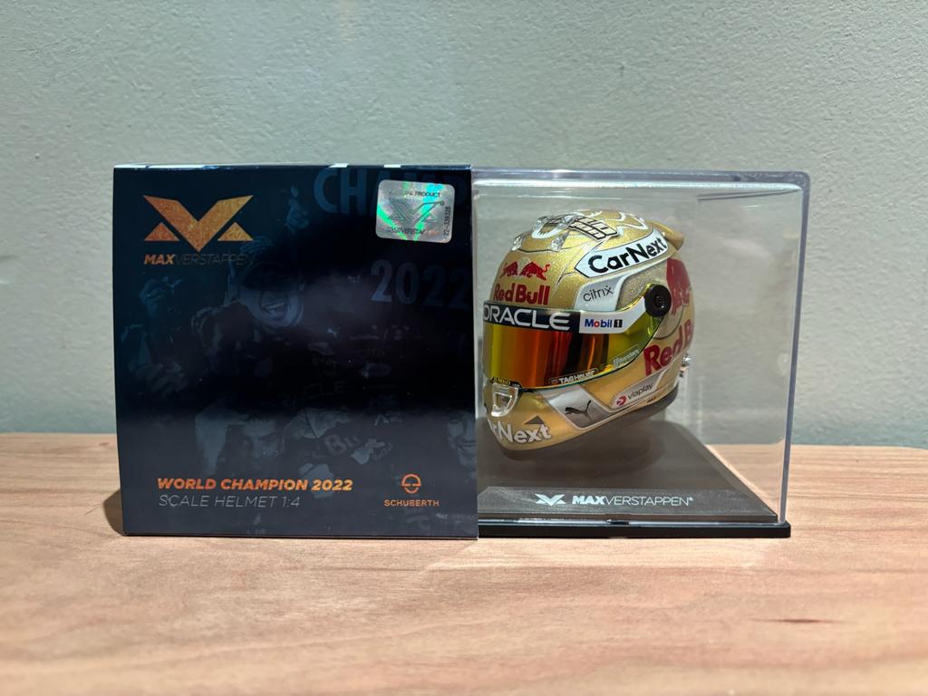 Max verstappen helm 1:4 world champion 2022, Ophalen of Verzenden, Zo goed als nieuw, Formule 1