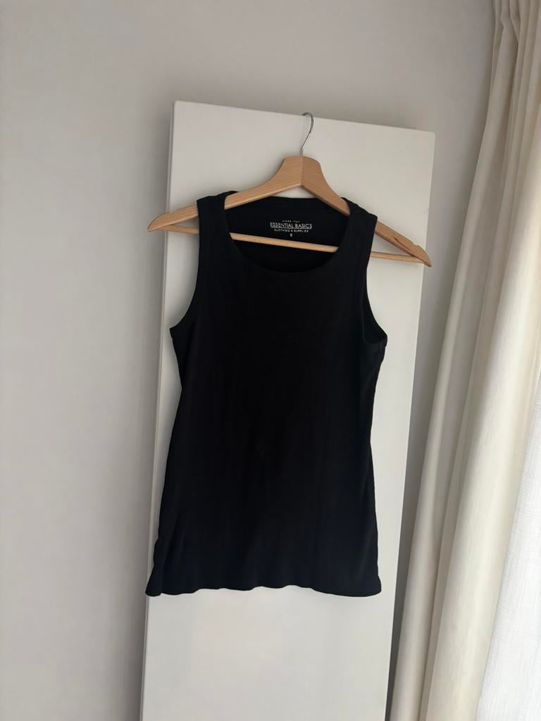 Essential rib tanktop, zwart topje, zwart hemdje, maat S/36, Zwart, Nieuw, Ophalen of Verzenden, Maat 36 (S)
