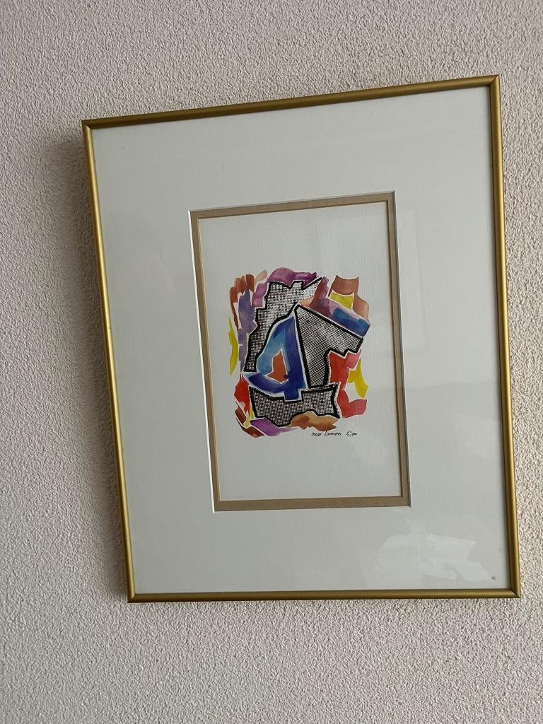 Abstract aquarel met lijst, Ophalen