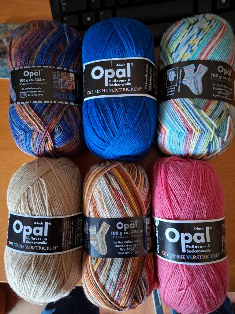 6x100 gram Opal sokkenwol, Nieuw, Ophalen of Verzenden, Opal, Breien