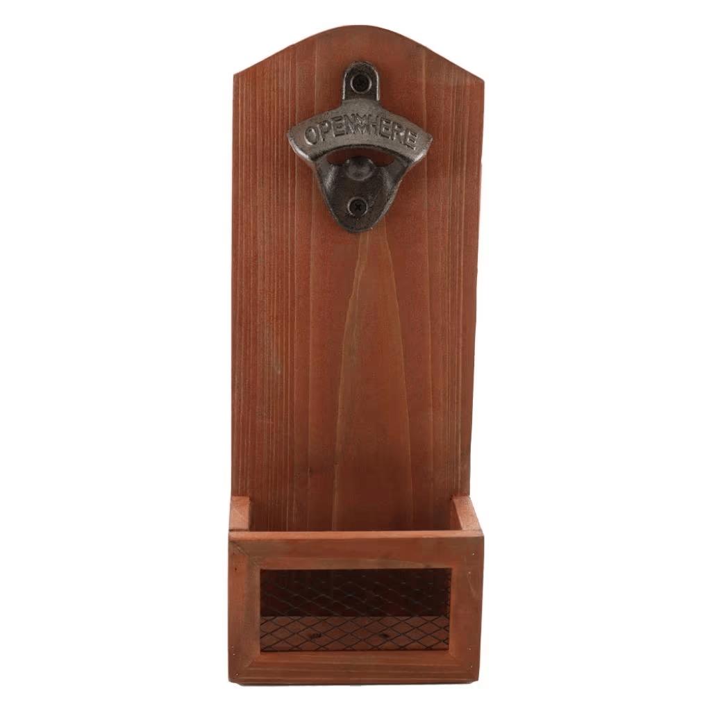Bier opener met bakje - Houten opener - Flessen opener, Cave & Garden, Verzenden, Nieuw, Kouwe Hoek 1B, Waddinxveen