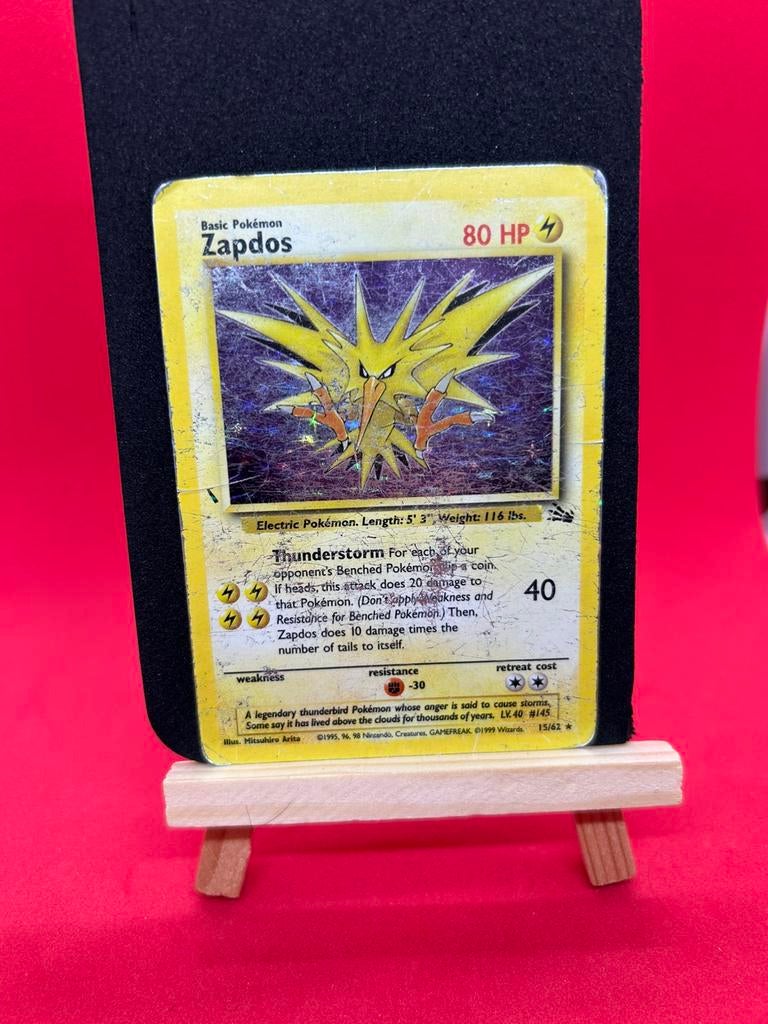 Pokémon Zapdos Holo 15/62 – Fossil, Hobby en Vrije tijd, Verzamelkaartspellen | Pokémon, Ophalen of Verzenden, Zo goed als nieuw