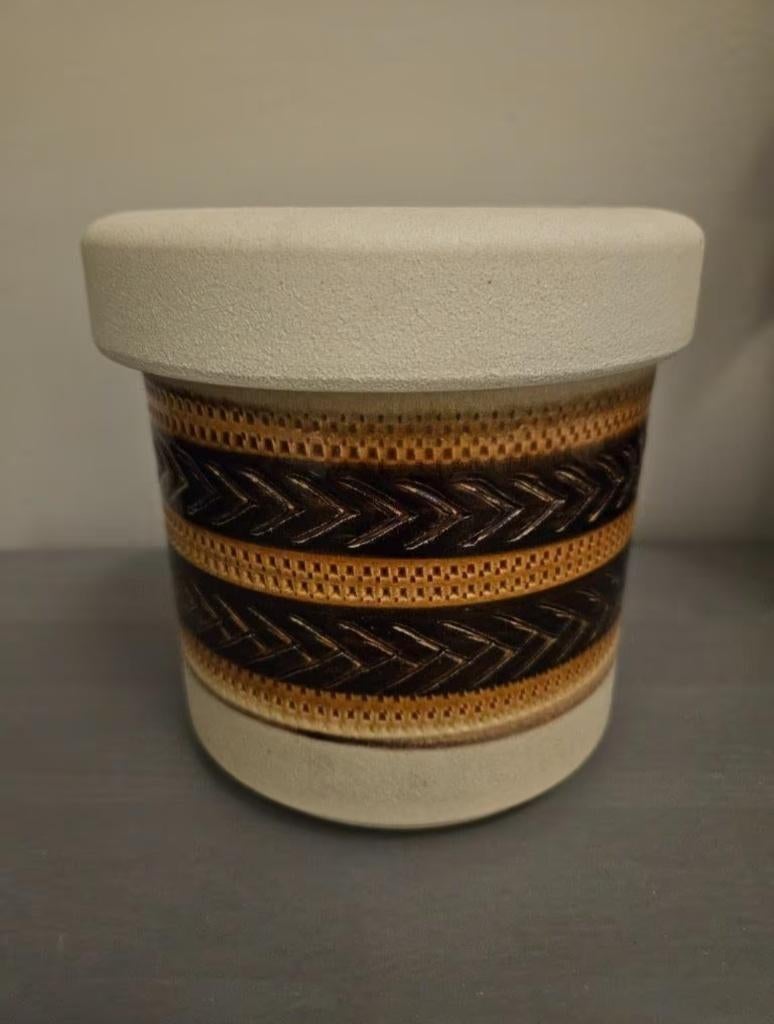 Vintage bloempot uit de jaren 60-70, Ophalen, Rond, Zo goed als nieuw, Aardewerk