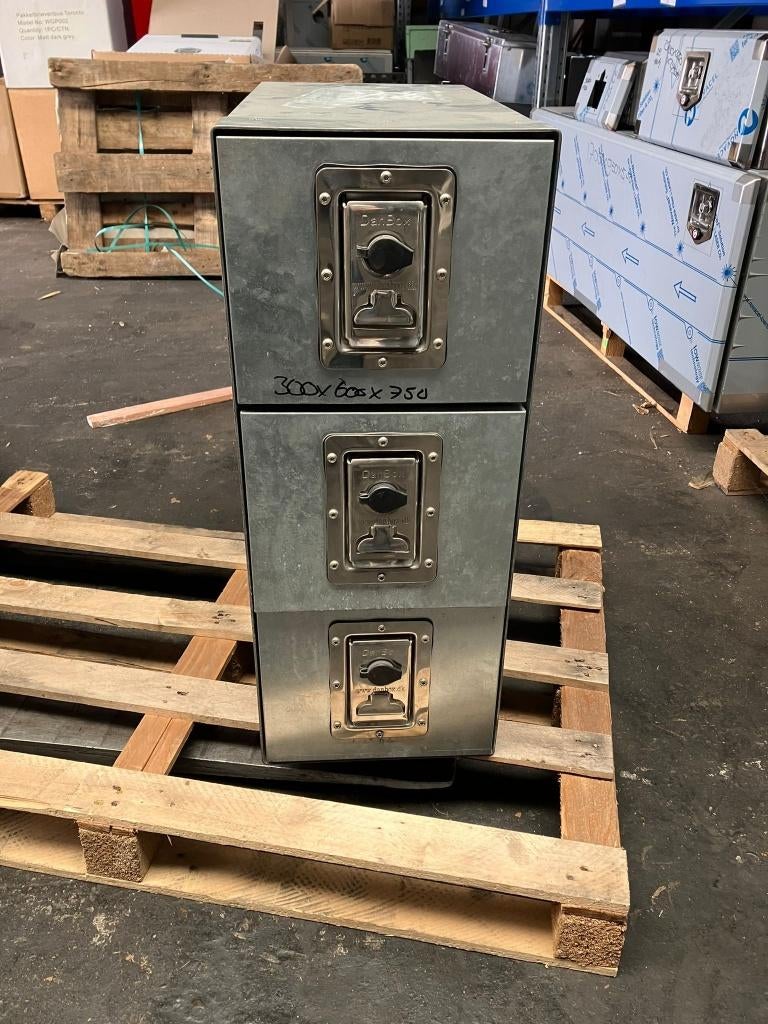 Opbouwkist staal verzinkt met 3 lades 300x600x750, Ophalen