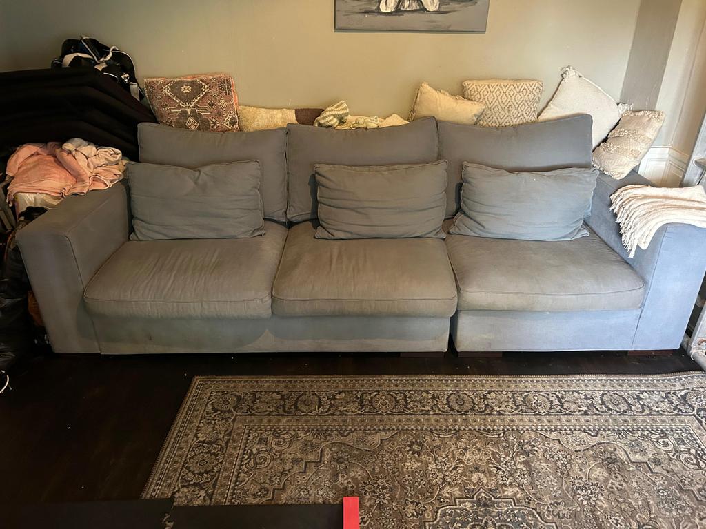 Grote grijze bank, Huis en Inrichting, Ophalen, 250 tot 300 cm, Gebruikt, Driepersoons