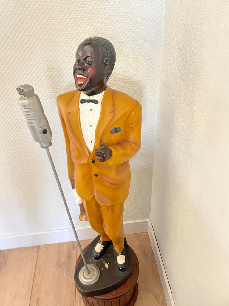 Vintage Louis Armstrong beeld - Polyester - 60cm hoog, Verzamelen, Beelden en Beeldjes, Gebruikt, Mens, Ophalen