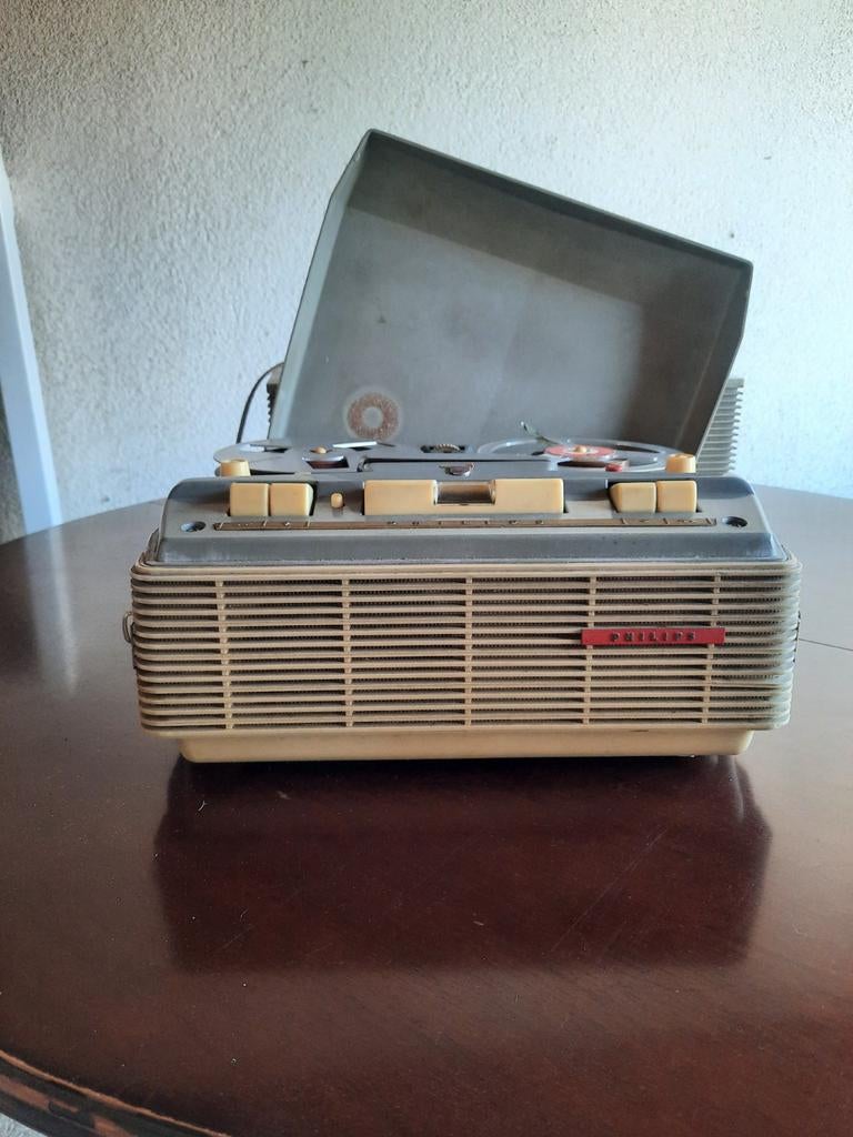 Vintage Philips Bandrecorder met Stofkap, Ophalen of Verzenden, Bandrecorder, Met stofkap