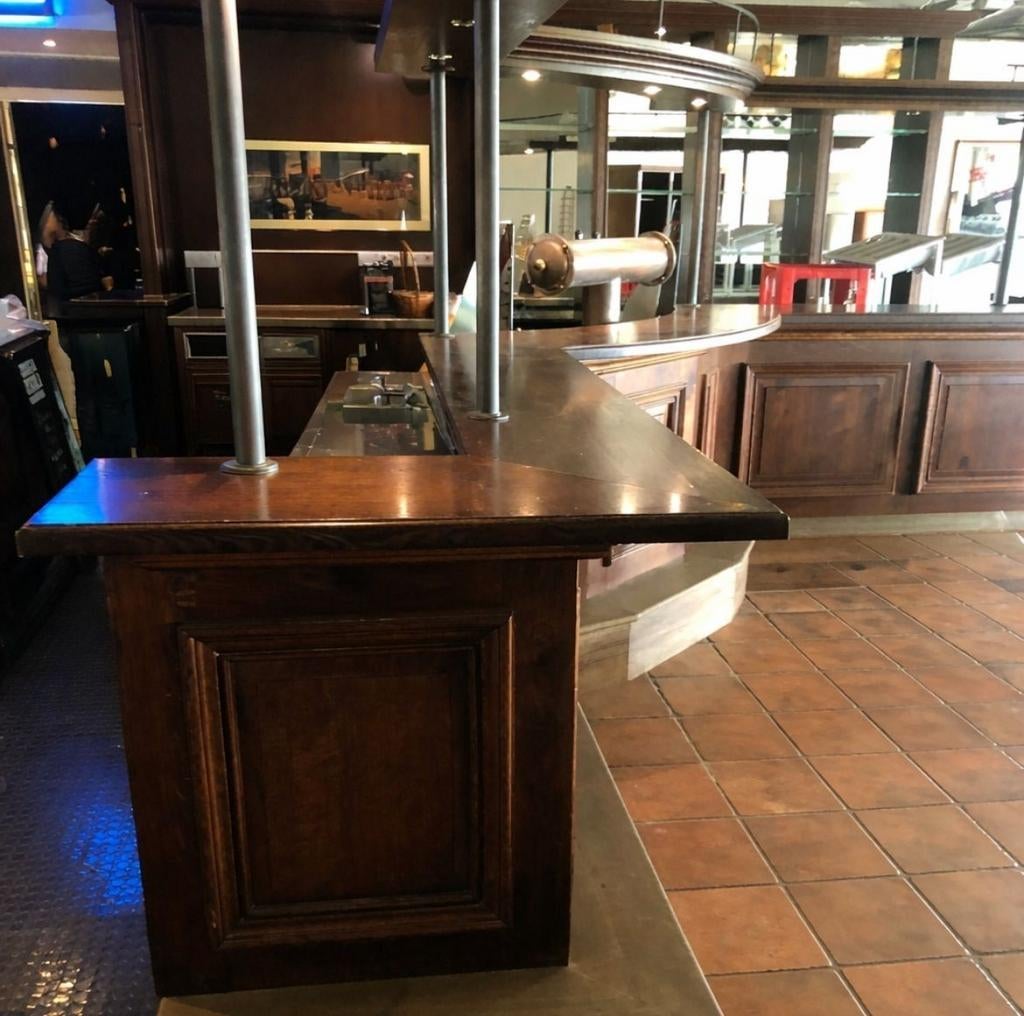 Mooie houten bar met lekblad, Ophalen of Verzenden, Gebruikt