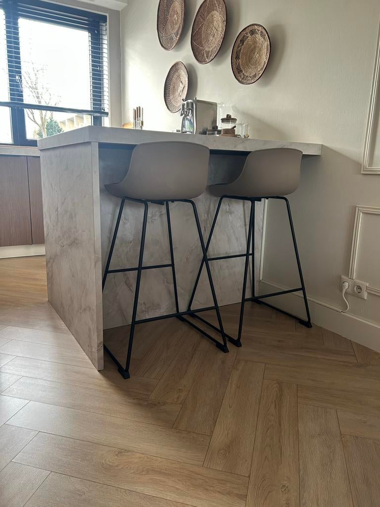 Barstoelen taupe Livia  (2 stuks), Ophalen, Kunststof, Met voetsteun, 60 tot 90 cm