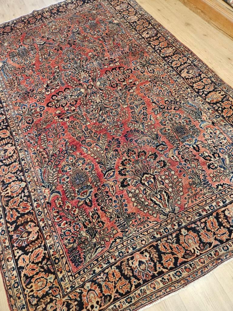 Vintage handgeknoopt perzisch tapijt sarough antiek 276x180, Info@SlatsAntiek.nl, Tweedehands, Perzisch, 150 tot 200 cm