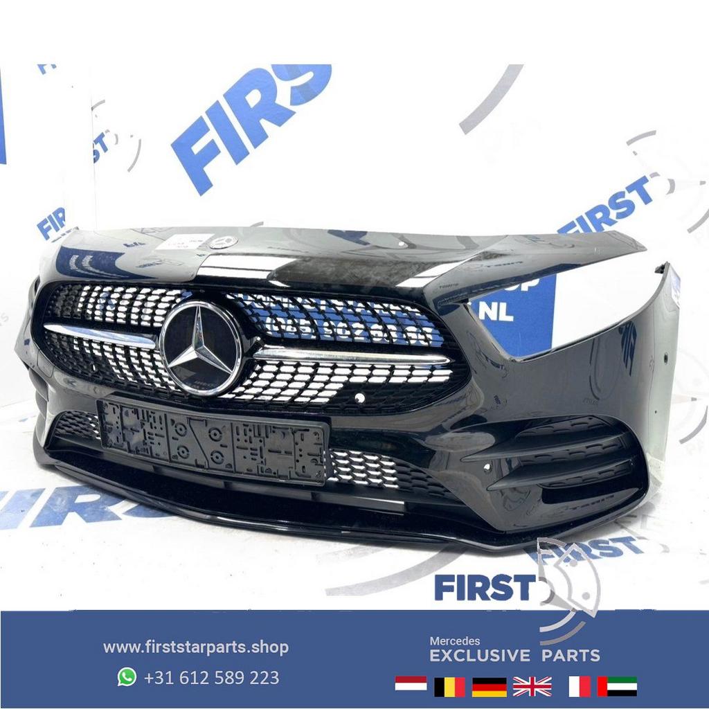 W177 A35 AMG LINE VOORBUMPER COMPLEET ZWART WIT GRIJS BUMPER, Gebruikt, -, Voor, Ophalen of Verzenden