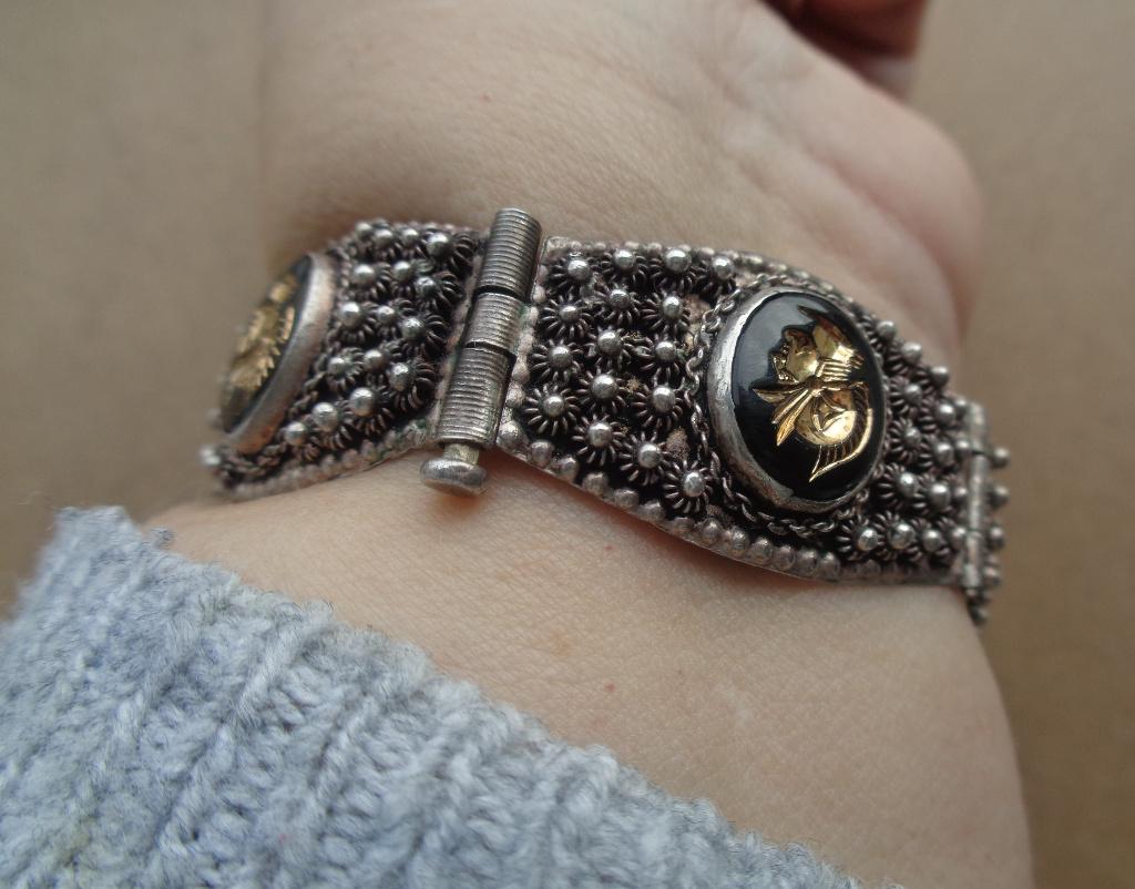 zilveren vintage armband met pinslot [857], Verzenden, Zo goed als nieuw, Zilver, Zilver