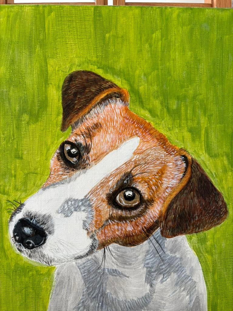 Jack Russell hondenportret wit bruin zwart 24x30 cm, Ophalen of Verzenden