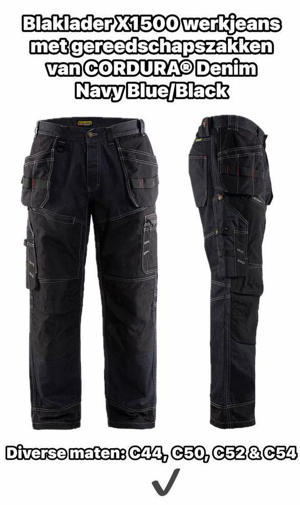 Blaklader X1500 Werkjeans Condura Denim Navy Blue/Black, Tuin en Terras, Ophalen of Verzenden, Nieuw, Heren, Broek