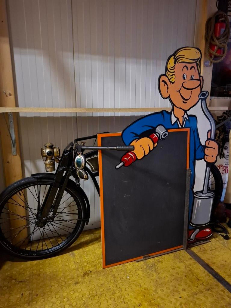 Vintage Reclamebord Garage Monteur met Krijtbord, Ophalen, Gebruikt, Reclamebord