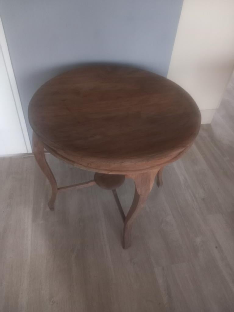 Rond houten tafeltje - Bijzettafel, 45 tot 60 cm, Minder dan 55 cm, Gebruikt, Klassiek