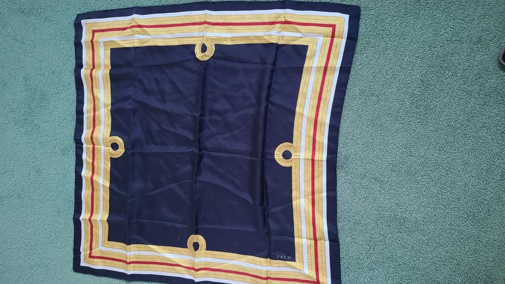 PAUW Sjaal - Donkerblauw met goud/rood/wit accenten, PAUW, Ophalen of Verzenden, Gedragen, Sjaal