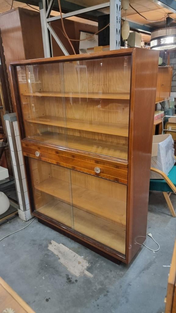Vintage boekenkast vitrine jaren 50, Ophalen