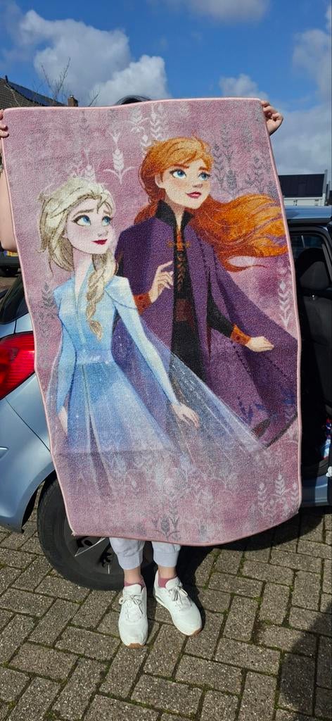 Frozen kleed met Elsa en Anna, Gebruikt, Overige kleuren, Rechthoekig, Frozen, Disney, Kinderkamer