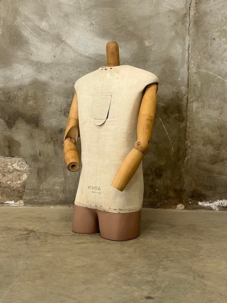 Zeldzame oude toonbank paspop, hout gips linnen, Ophalen