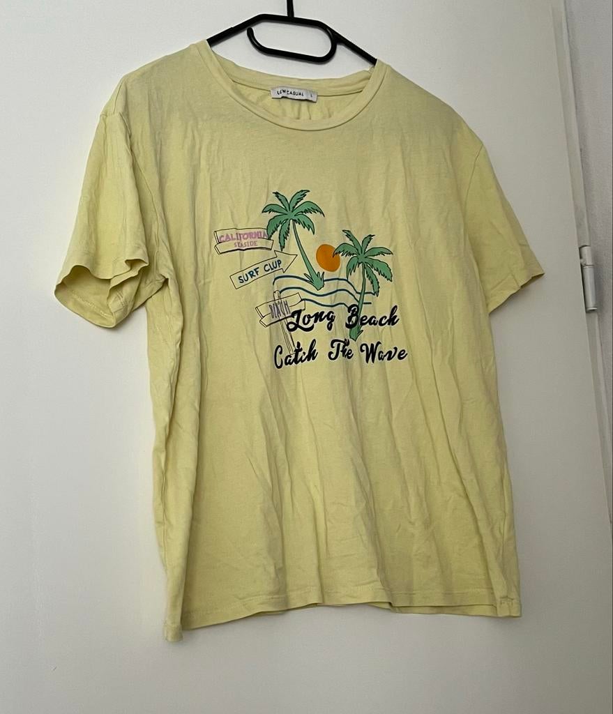 Geel T-shirt met palmboomprint - Maat L, Kleding | Dames, Ophalen of Verzenden, Zo goed als nieuw
