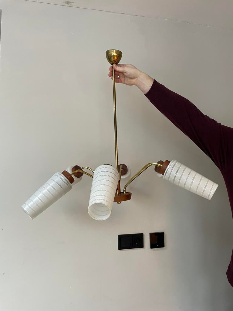 Vintage Deense hanglamp, jaren 50/60, Huis en Inrichting, Ophalen of Verzenden, Gebruikt, Glas, Minder dan 50 cm