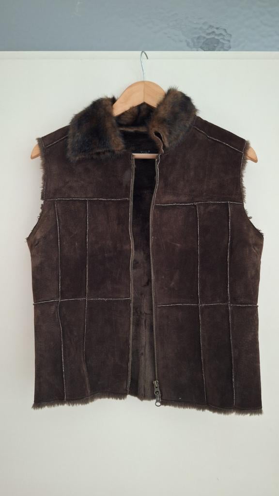 Vila suède gilet met bontkraag, maat L, Kleding | Dames, Bruin, Vila, Maat 42/44 (L), Ophalen of Verzenden