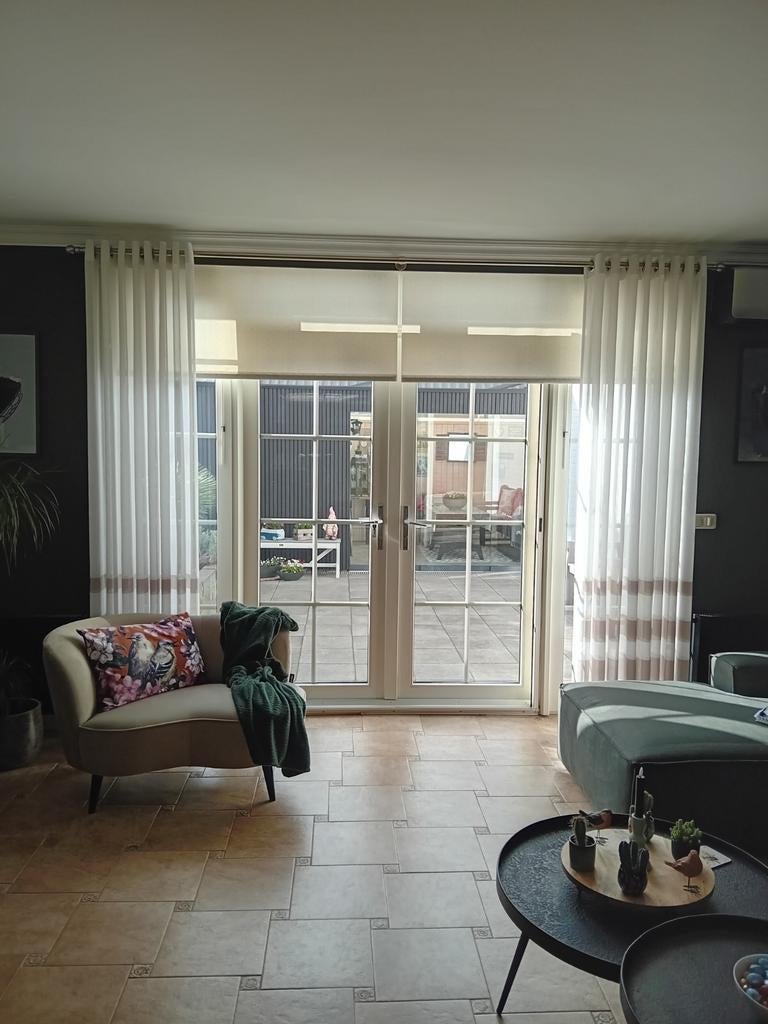 Inbetween gordijnen met ringen inclusief rvs stang, Ophalen, Zo goed als nieuw, 200 cm of meer, 200 cm of meer