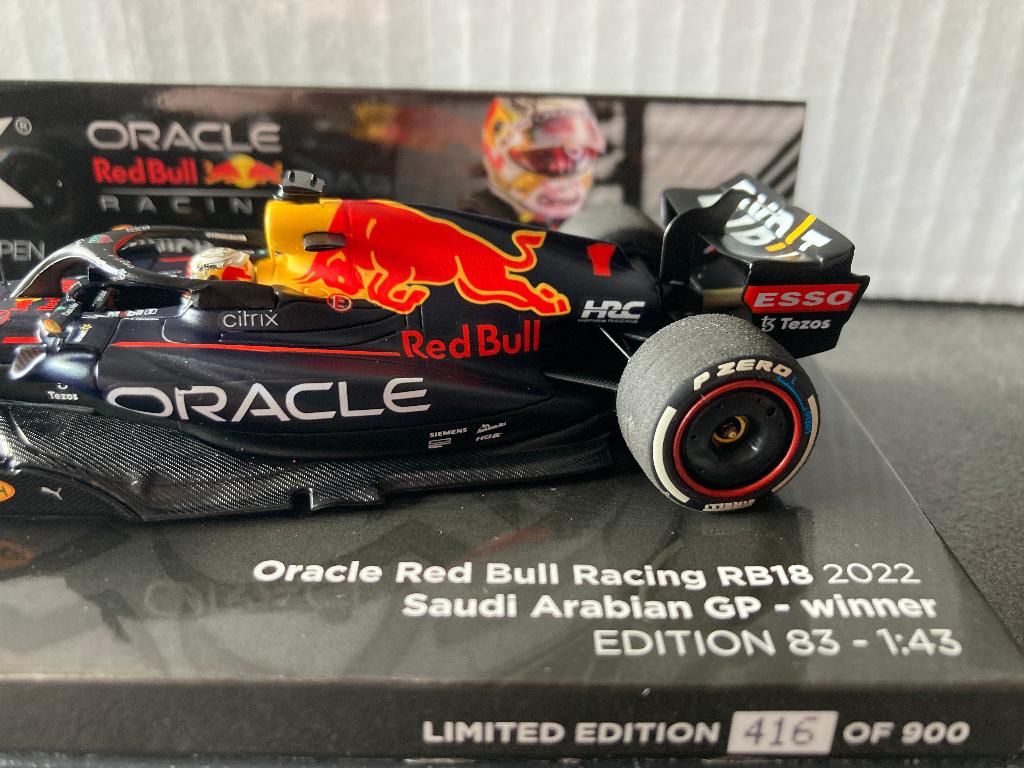 ✅ Max Verstappen 1:43 editie 83 Winner Saudi Arabian GP 2022, Ophalen of Verzenden, Nieuw, Formule 1