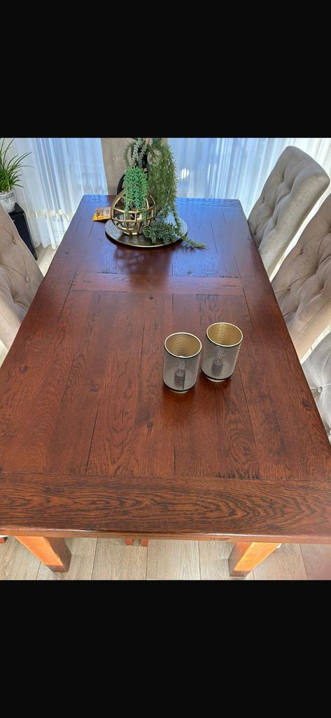 Eiken Eetkamertafel met 2 verlengstukken, Zo goed als nieuw, 150 tot 200 cm, Rechthoekig, 50 tot 100 cm