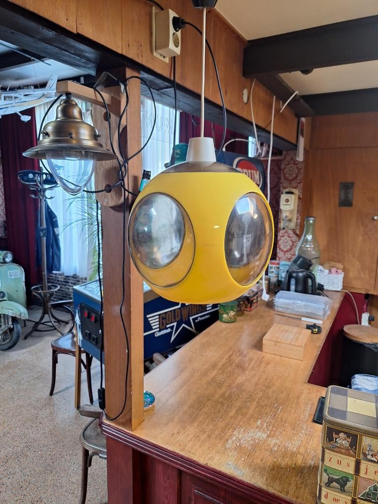 Space Age Bug Eye Hanglamp Luigie Colani - Jaren 70, Gebruikt, Ophalen of Verzenden, Retro, Minder dan 50 cm