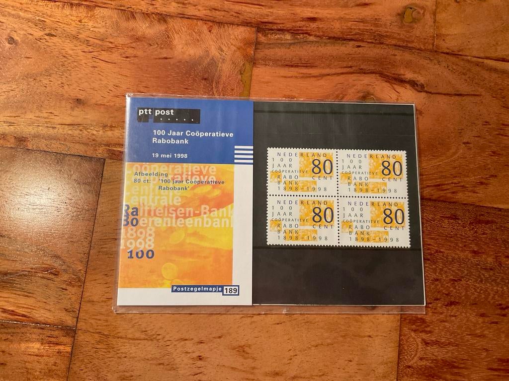 Postzegelmapje 189 - 100 Jaar Coöperatieve Rabobank, Postzegels en Munten, Postzegels | Nederland, Ophalen of Verzenden, Na 1940