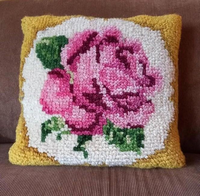 Vintage kussen geknoopt, Ophalen of Verzenden, Vierkant