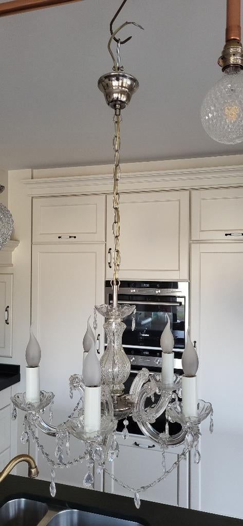 Kleine Kroonluchter met 5 armen, Ophalen, Gebruikt, Glas