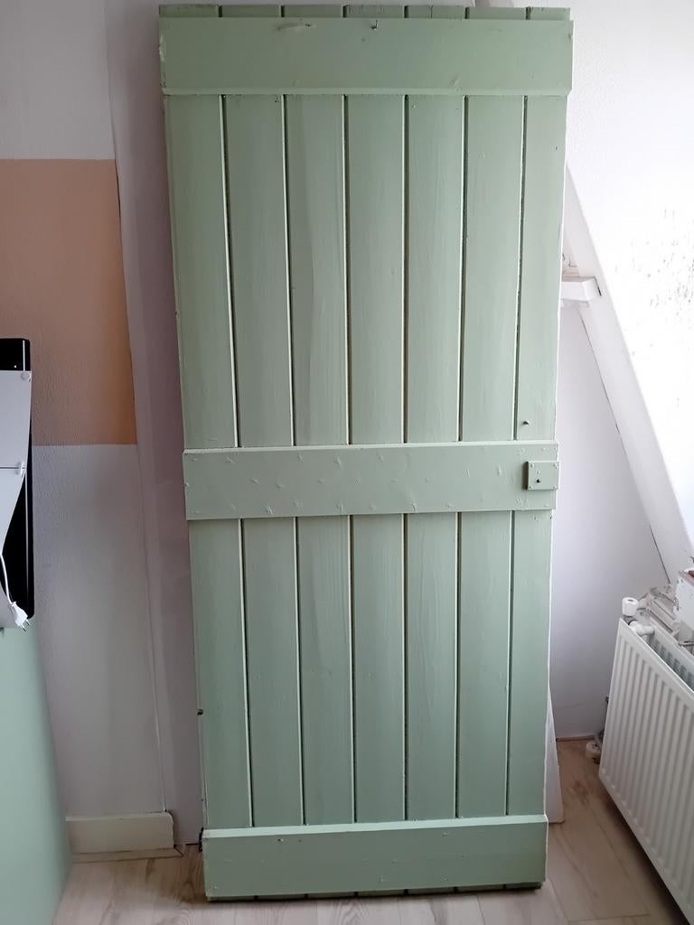 Oude kastdeur met slot en scharnieren, Ophalen, Gebruikt, 80 tot 100 cm, Binnendeur