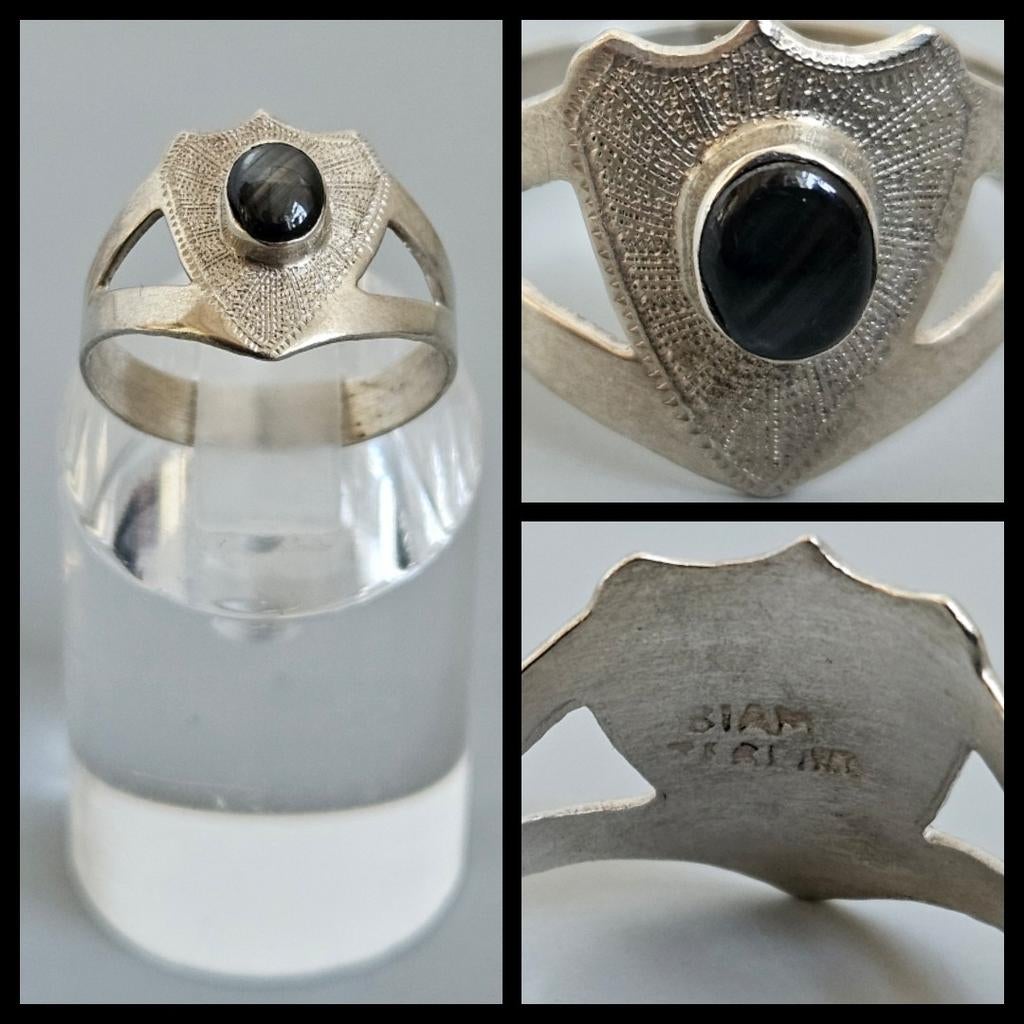 Zilver,  Siam sterling zilveren ring, Sieraden, Tassen en Uiterlijk, Antieke sieraden, Ophalen of Verzenden, Zilver, Ring, Met edelsteen