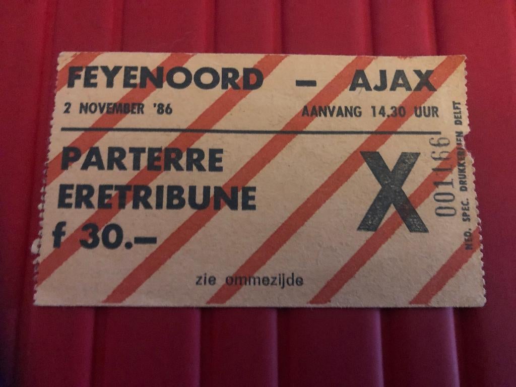 ⚽ Ticket Feyenoord - Ajax 1986/1987 ⚽, Ophalen of Verzenden, Zo goed als nieuw, Ajax, Overige typen