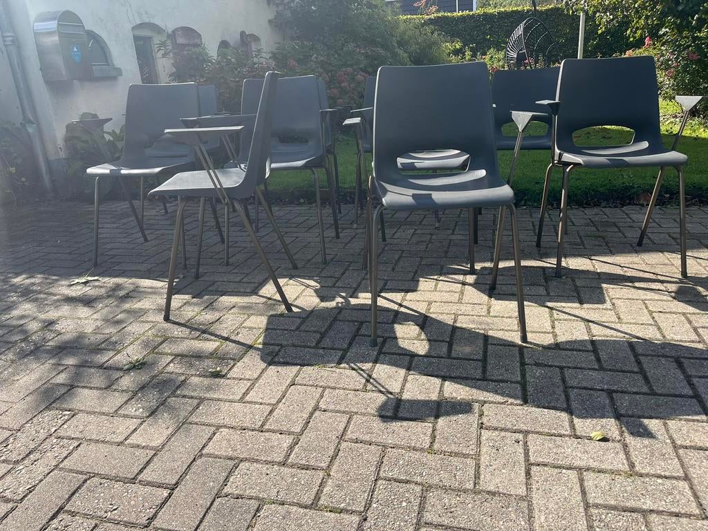 10 Phillipus Potter stoelen jaren 70 kunststof €245 retro, Gebruikt, Ophalen of Verzenden, Grijs, Vintage retro midcentury jaren 60-70 potter