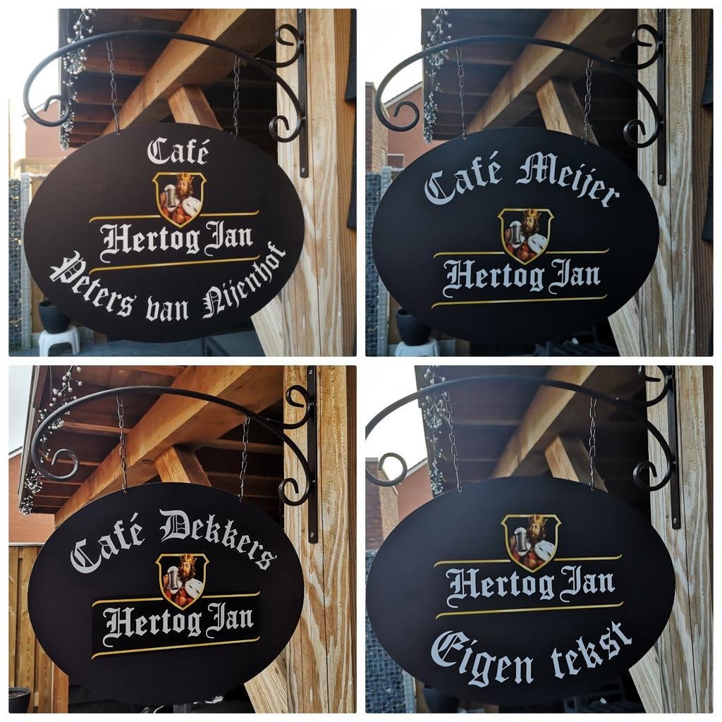 Dubbelzijdig HERTOG JAN UITHANGBORD met eigen naam/tekst, Verzamelen, Biermerken, Nieuw, Reclamebord, Plaat of Schild, Hertog Jan