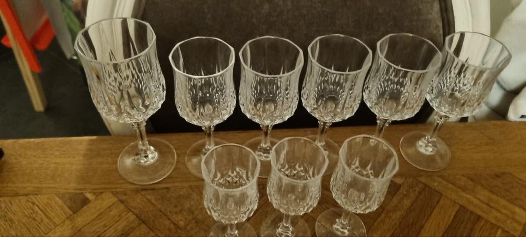 Kristallen glazen longchamp 5 e.st., Antiek en Kunst, Antiek | Glas en Kristal, Ophalen of Verzenden