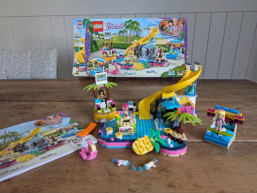 Lego Friends Andrea's zwembad feest 41374 COMPLEET, Ophalen of Verzenden, Zo goed als nieuw, Complete set, Lego
