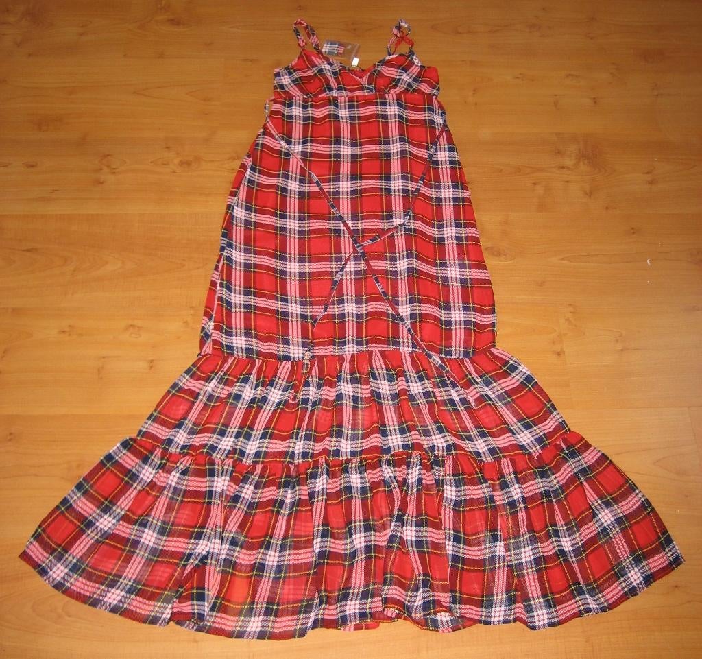 Nieuwe lange zomer jurk rood ruit XS/34., Nieuw, Ophalen of Verzenden, Maat 34 (XS) of kleiner, Oodji