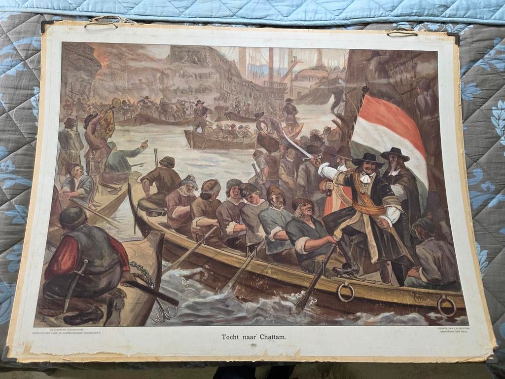 Oude Schoolplaten, Prenten - Nederlandse Geschiedenis, Antiek en Kunst, Antiek | Schoolplaten, Geschiedenis, Ophalen of Verzenden