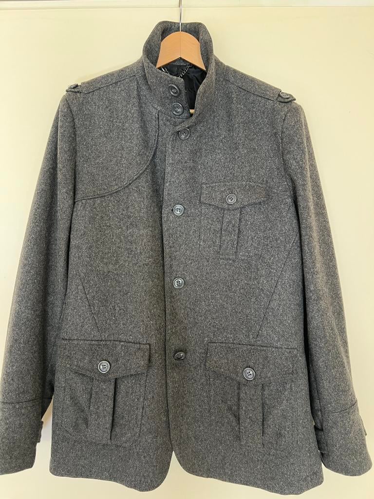 Grijze wollen peacoat jas - Maat 54 (L), Ophalen of Verzenden, Zo goed als nieuw, Maat 52/54 (L), Grijs