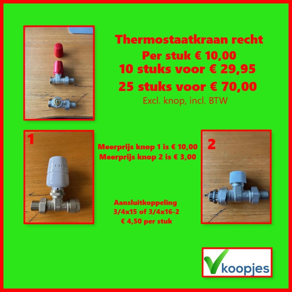 !!AANBIEDING!!  Radiatorthermostaatkraan 1/2" recht., Doe-het-zelf en Verbouw, Verwarming en Radiatoren, Minder dan 30 cm, Nieuw