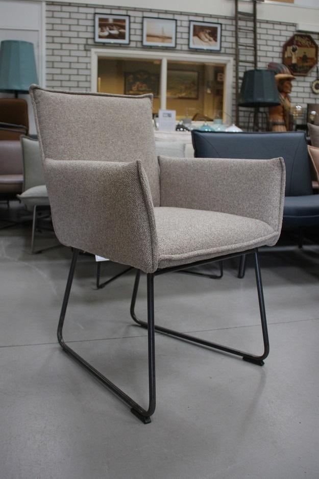 4 luxe eetkamerstoelen Sanne Jess Design leer stof naturel, Ophalen, Zo goed als nieuw, Leer, Vier