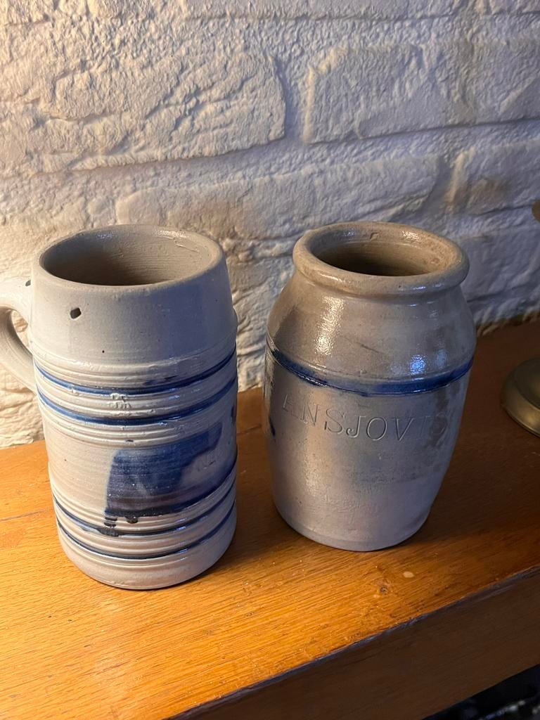 Steengoed 1/2 Ned. Kan & Ansjovis Potje, Antiek en Kunst, Antiek | Keramiek en Aardewerk, Ophalen of Verzenden