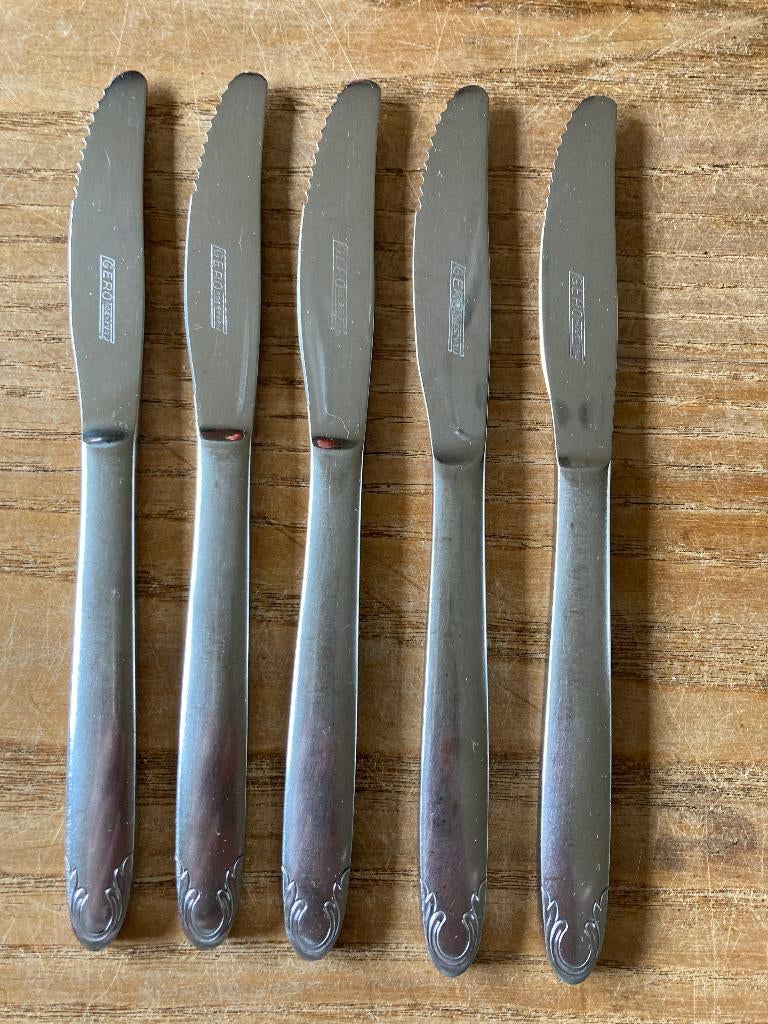 5 Vintage Gero Zilmeta 507 Polka fruitmesjes / taartmesjes, Antiek en Kunst, Antiek | Bestek, Ophalen of Verzenden