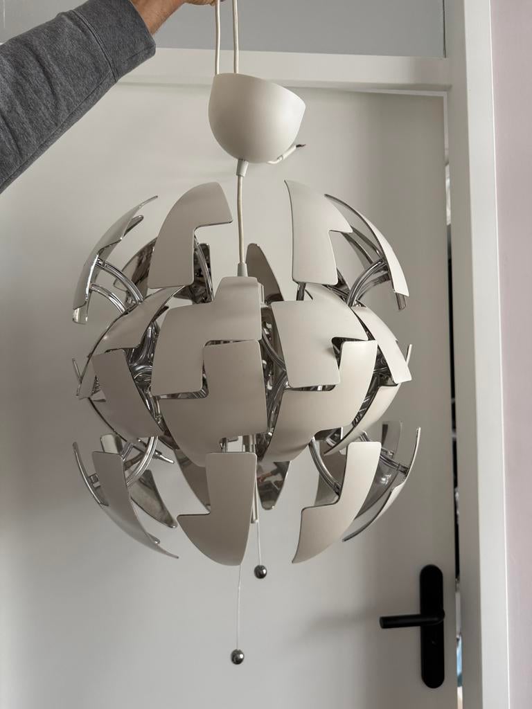 Ikea PS 2014 lamp wit met zilver - uitschuifbaar, Kunststof, Ophalen of Verzenden, Zo goed als nieuw, Modern